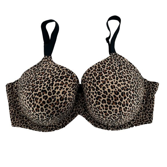 Auden Womens Padded Push Up Bra Size 42DD Leopard Underwire Adjustable Straps - Picture 1 of 6